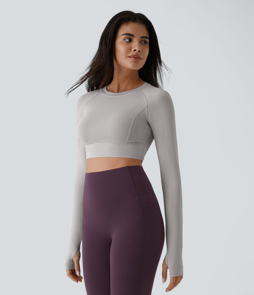 Top Sport Yoga Uni à Trou pour le Pouce Coupe Courte