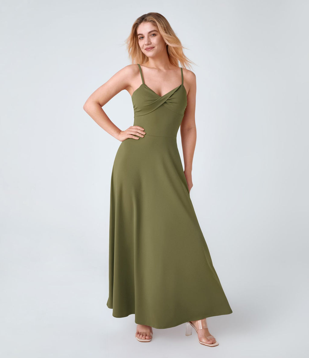 Robe de Vacances Fluide Bretelles Réglables Dos en U Torsadé Évas
