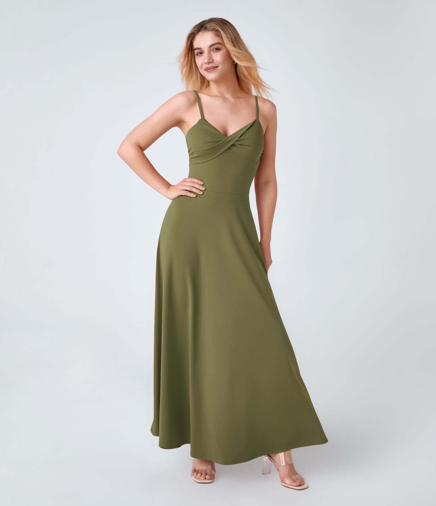 Robe de Vacances Fluide Bretelles Réglables Dos en U Torsadé Évas