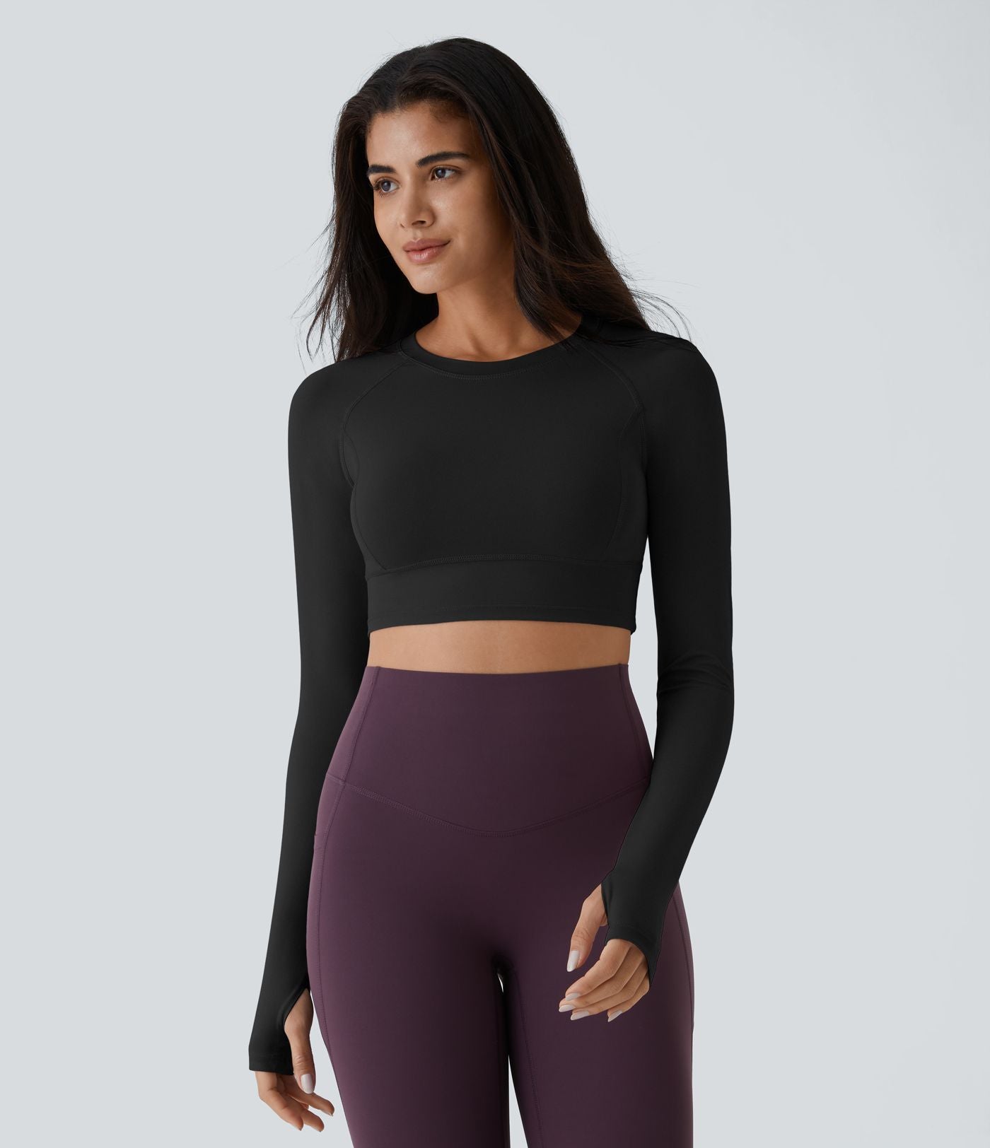Top Sport Yoga Uni à Trou pour le Pouce Coupe Courte