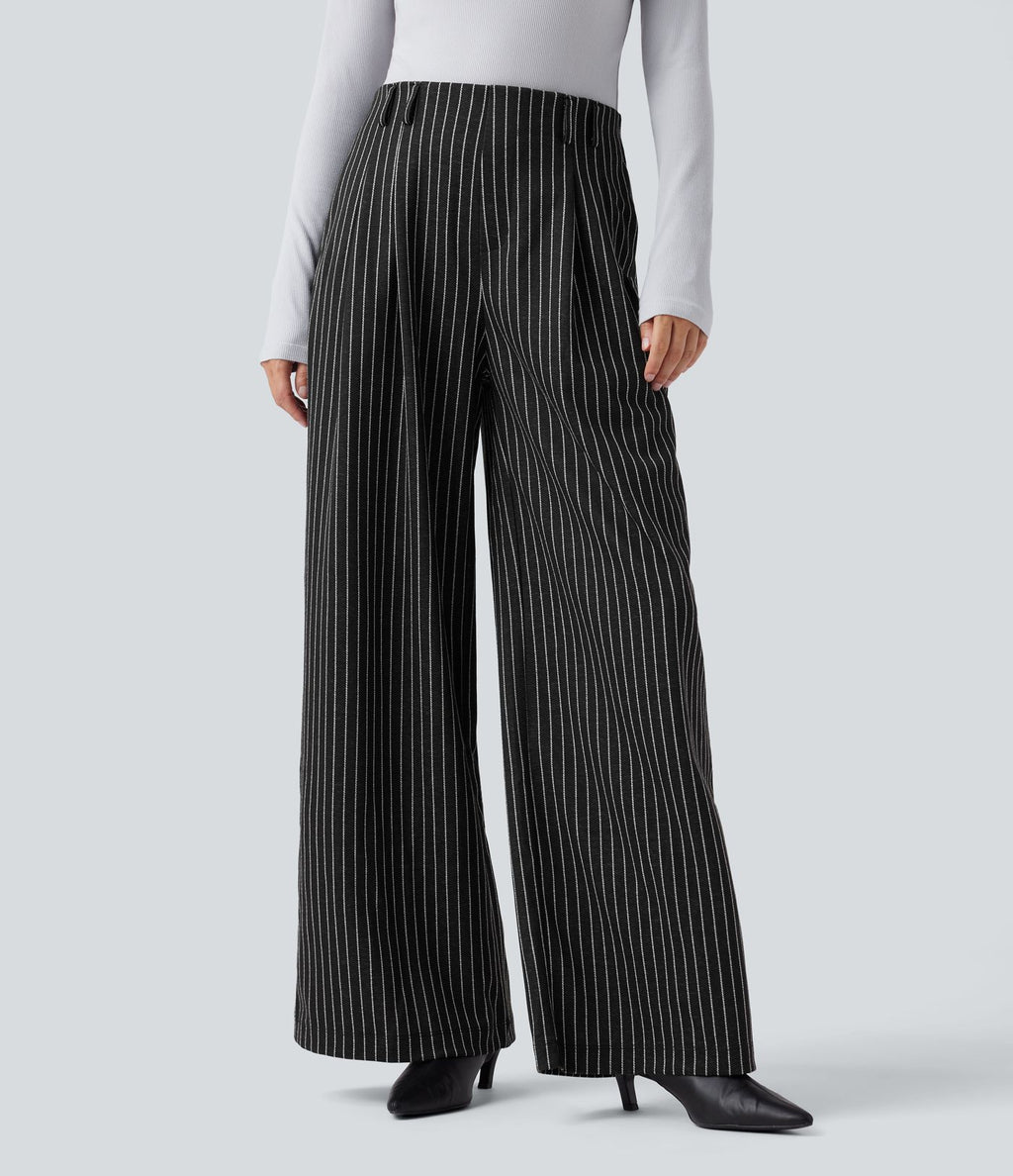 Pantalon de travail Halara Flex™ ample à rayures, taille haute, avec poches