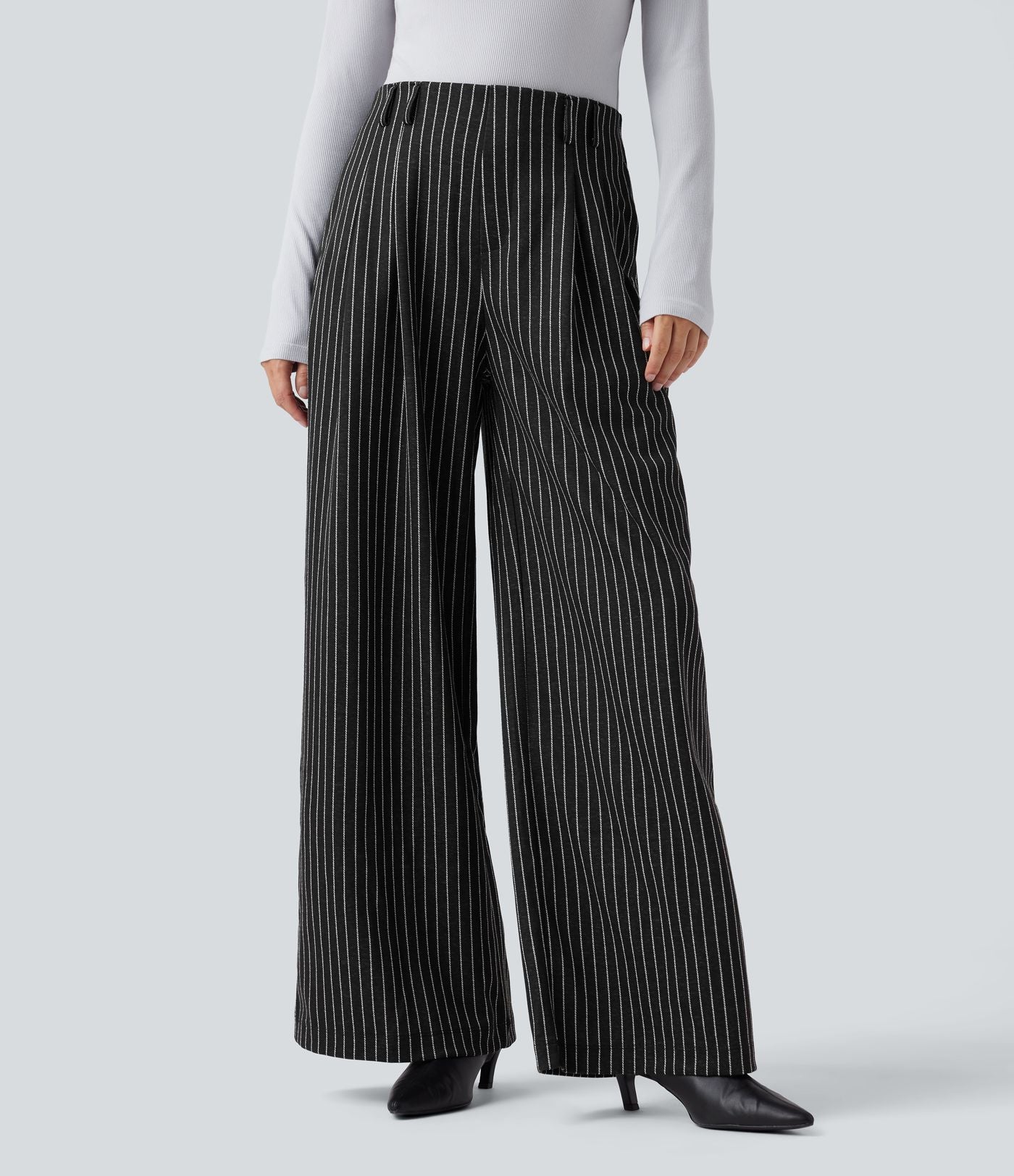Pantalon de travail Halara Flex™ ample à rayures, taille haute, avec poches