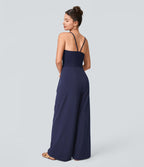 Breezeful™ Combinaison Dos Nu Poche Zippée Invisible Sur le Côté Jambe Large Séchage Rapide