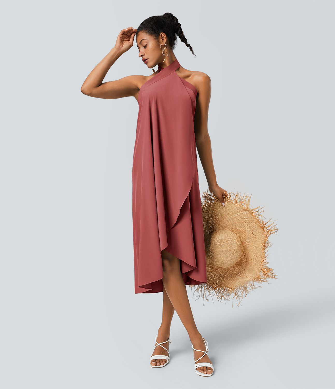 Jupe fluide de Vacances Breezeful™ Séchage Rapide Taille Haute Dos Noué Torsadé