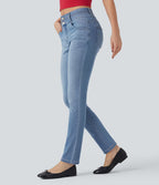 Jean ajusté Halara Flex™ taille mi-haute double ceinture avec poches