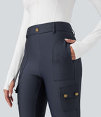 Legging 7/8 brillant taille haute avec poches