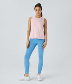 Top Débardeur Yoga Uni à Ourlet Croisé et Découpe