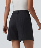 Short tailleur plissé taille haute à rayures avec poches
