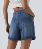Short tailleur Halara Flex™ denim ample casual ourlet roulotté taille haute avec poches