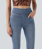 Jean skinny Halara Flex™ taille haute délavé à rayures avec poches