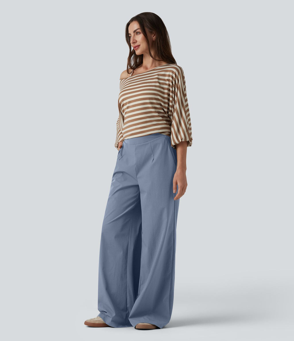 Pantalon large taille haute avec poches