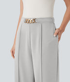 Pantalon de travail coupe droite taille haute avec chaîne métallique avec poches