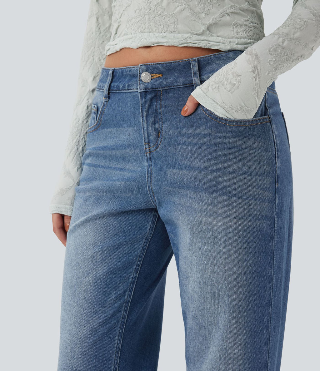 Jean décontracté Halara Flex™ taille basse coupe droite avec poches
