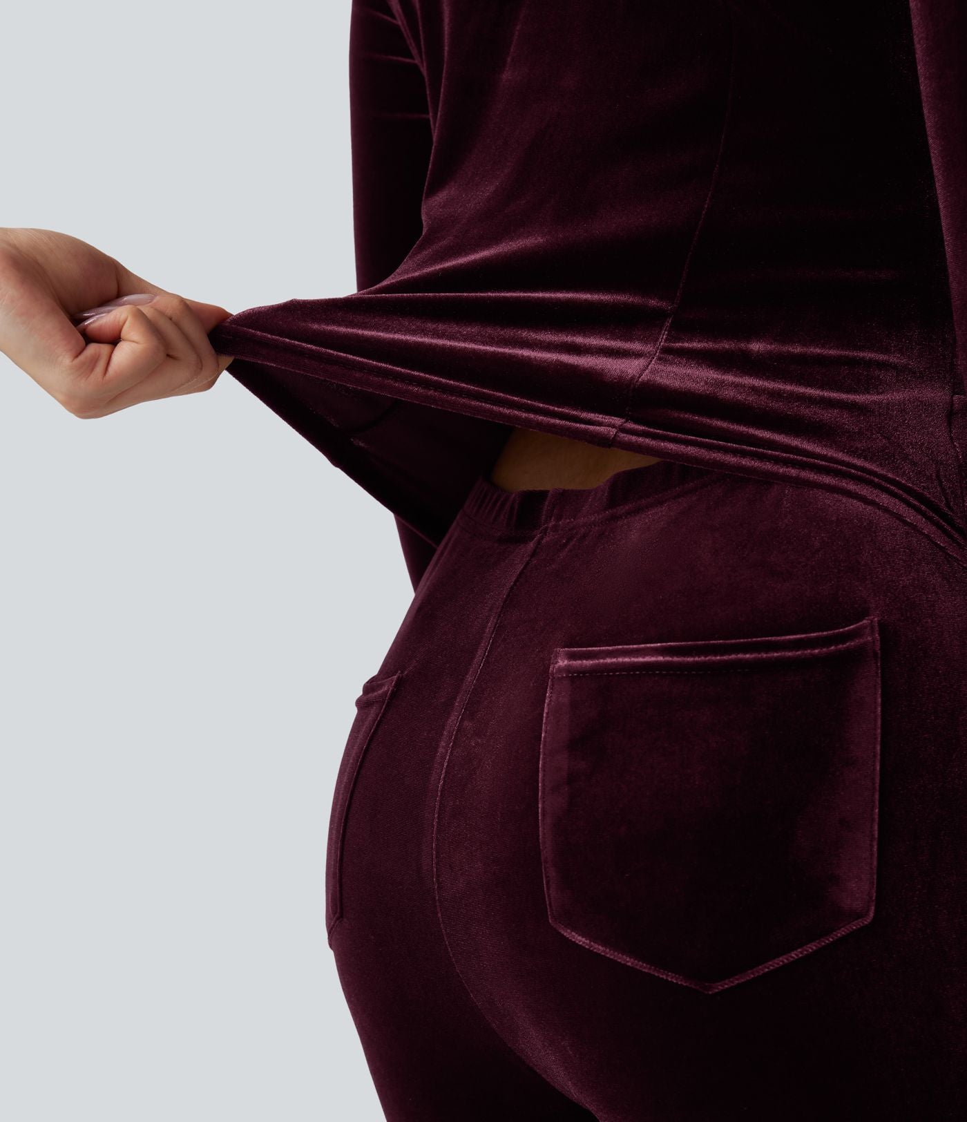 Combinaison évasée en velours à capuche zippée à manches longues avec poches - Édition Easy Peasy