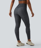 Legging de running Halara UltraSculpt™ gainant taille haute imprimé à carreaux avec poches