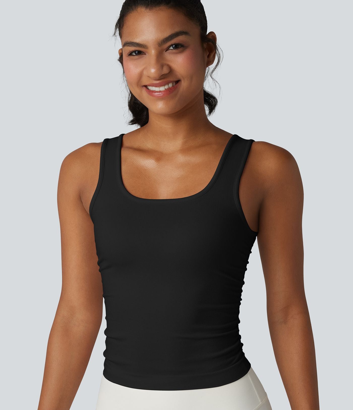 OneForm Seamless Flow Débardeur de yoga sans couture col carré avec fronces