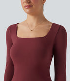 Haut de sport yoga 2-en-1 décolleté carré à manches longues sans couture OneForm Seamless Flow