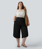 Pantalon capri grande taille Breezeful™ taille haute gainant à ourlet arrondi séchage rapide avec poches