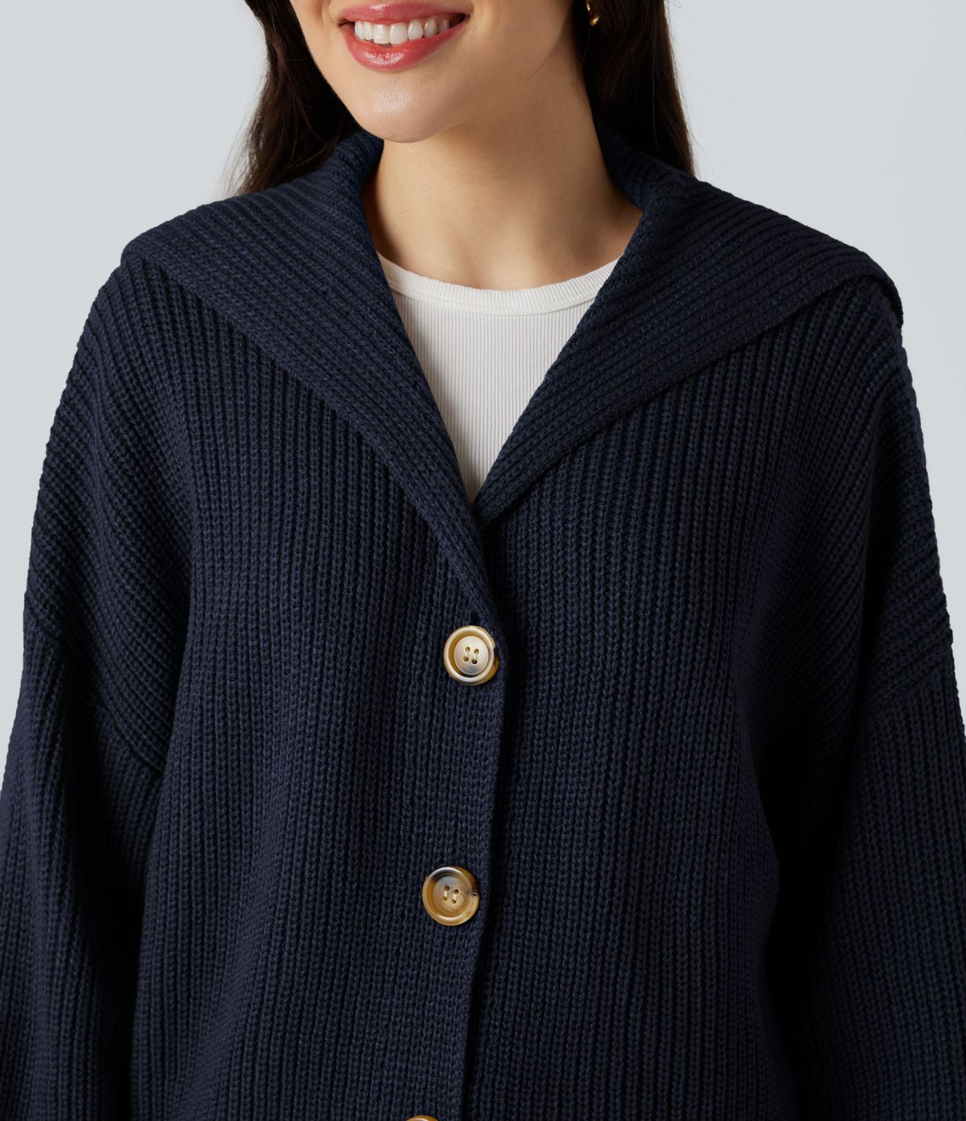Cardigan col revers manches longues avec poches