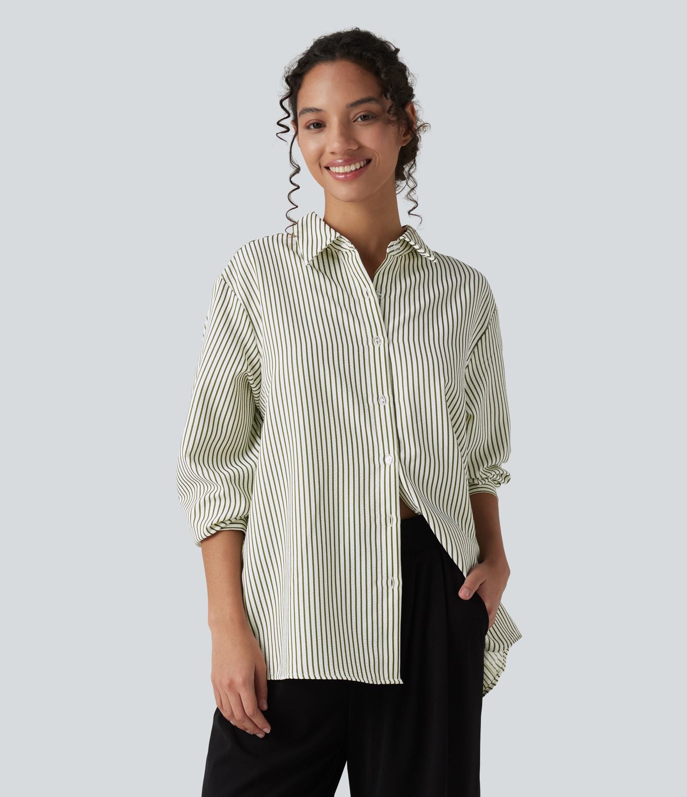 Chemise tailleur oversize manches longues à rayures