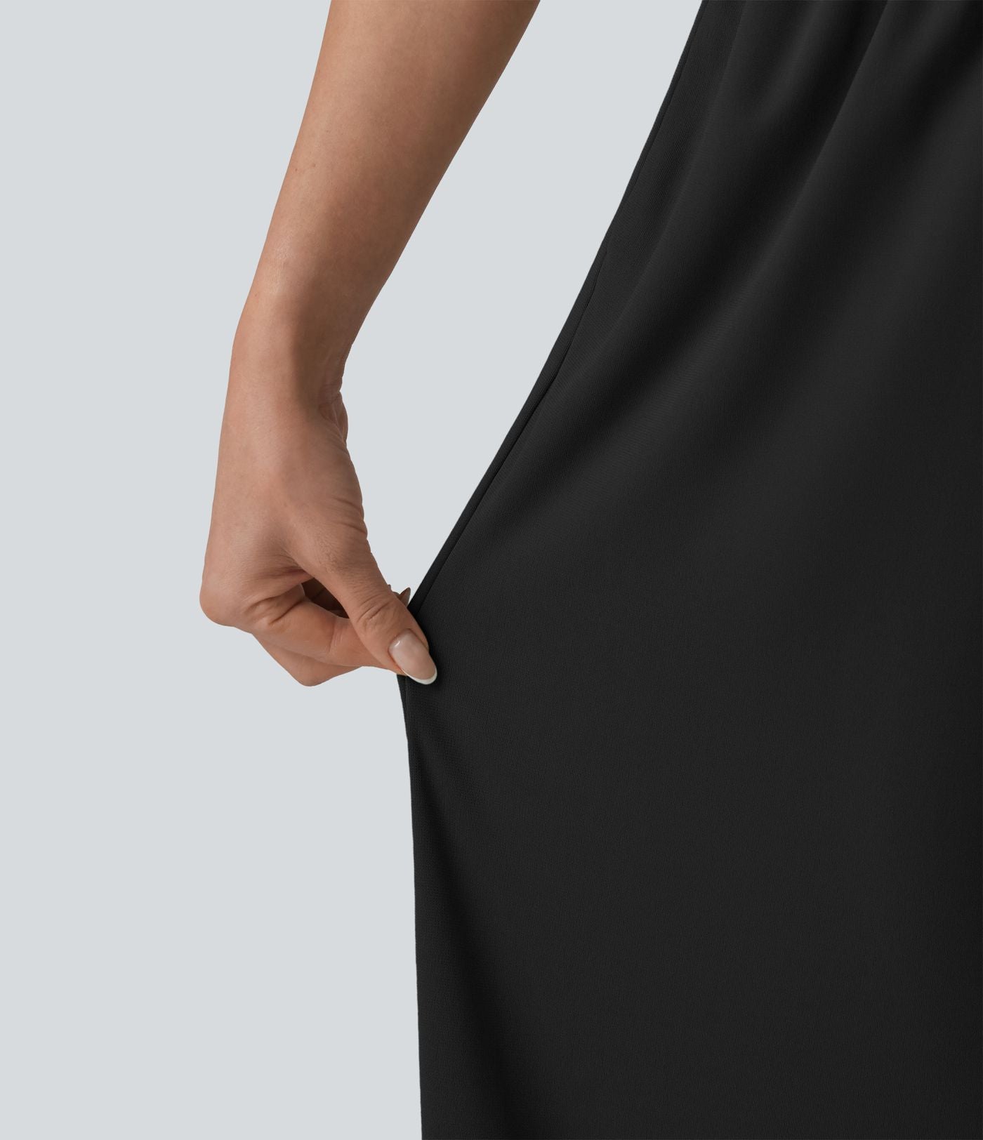Pantalon large taille haute avec cordon de serrage et poches