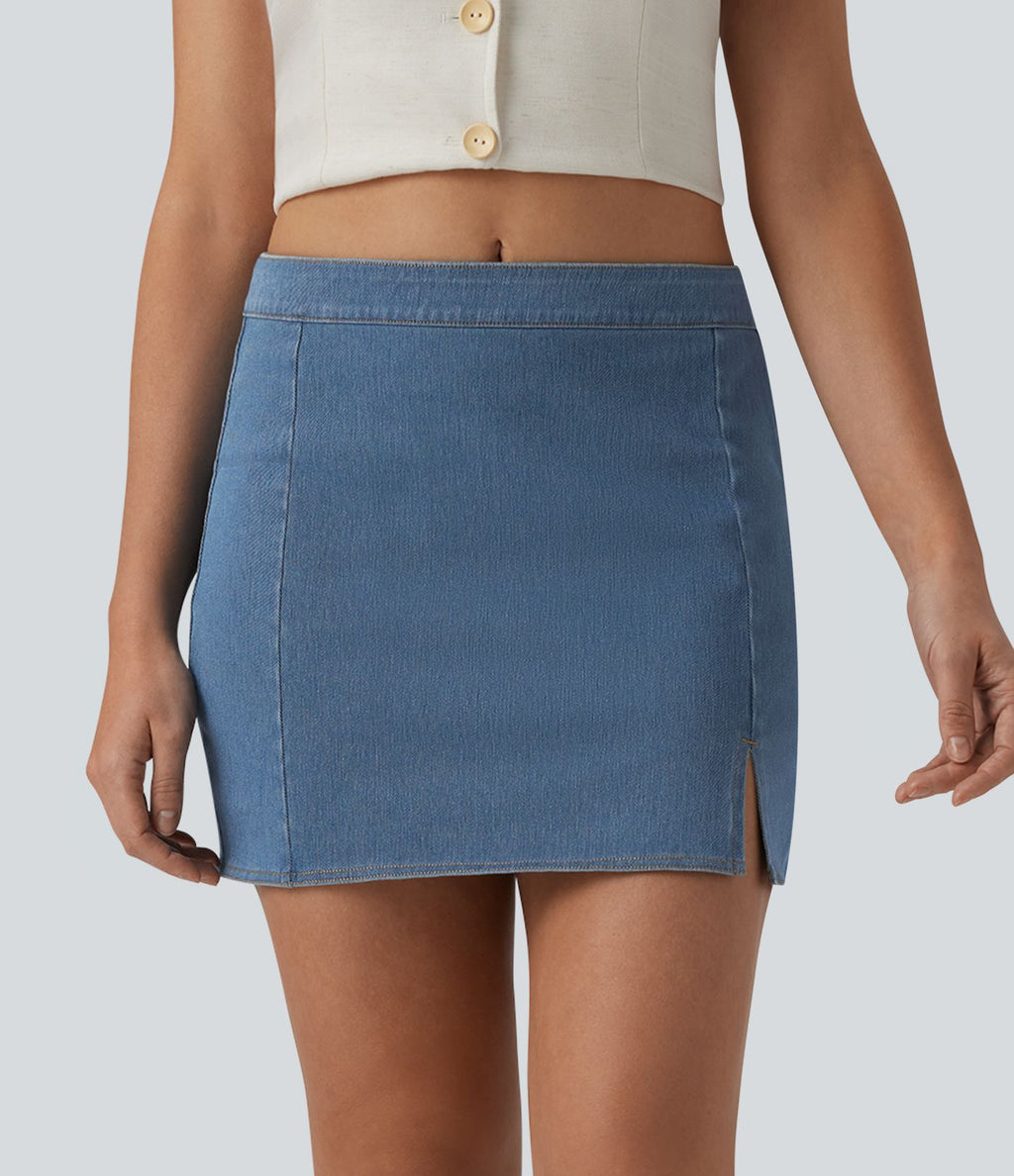 Halara Flex™ Jupe mini moulante casual en jean taille mi-haute