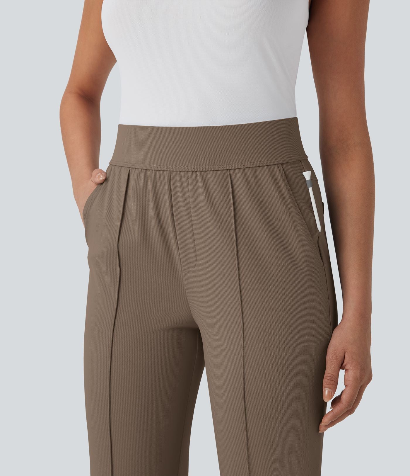 Pantalon de golf séchage rapide, taille mi-haute, avec poches et poche tee, UPF40+