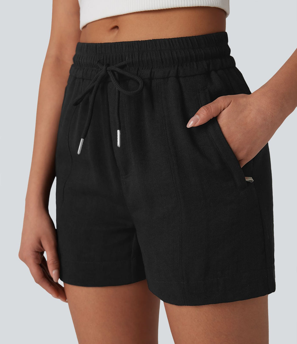 Short tailleur taille moyenne avec cordon de serrage et poches zippées latérales