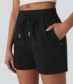 Short tailleur taille moyenne avec cordon de serrage et poches zippées latérales