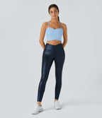 Legging de yoga SoftlyZero™ en simili stretch avec taille croisée, imprimé métallisé et poche arrière