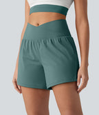 Short de yoga SoftlyZero™ Airy croisé taille haute 2-en-1 effet frais InstantCool 12,5 cm avec poches