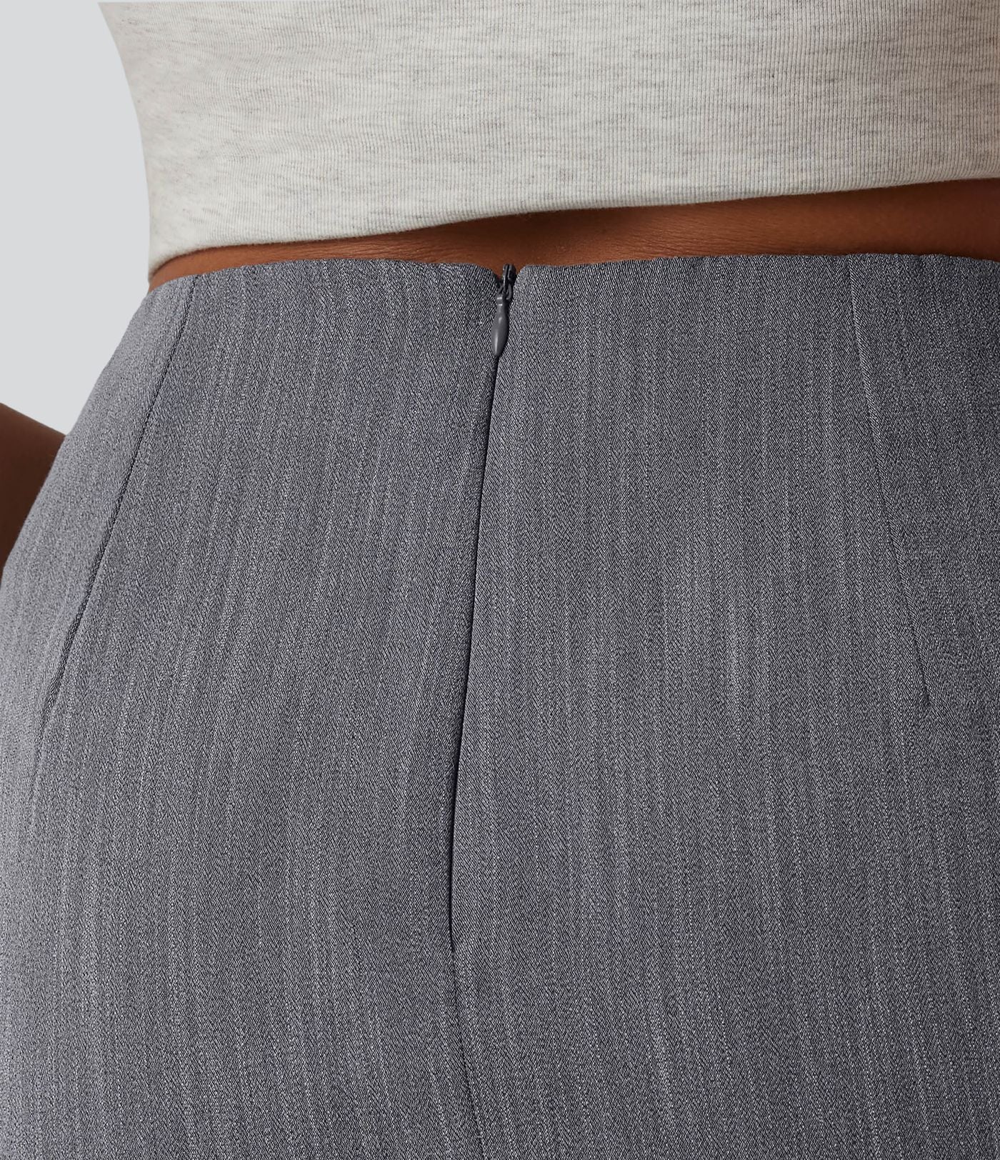Jupe mini moulante casual 2-en-1 aspect lin taille haute avec fermeture éclair invisible, drapé froncé et ourlet croisé