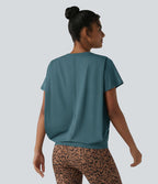 Haut de sport col rond manches courtes effet frais InstantCool avec fronces, protection solaire UPF50+