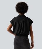 Chemise décontractée col classique manches courtes avec boutonnage