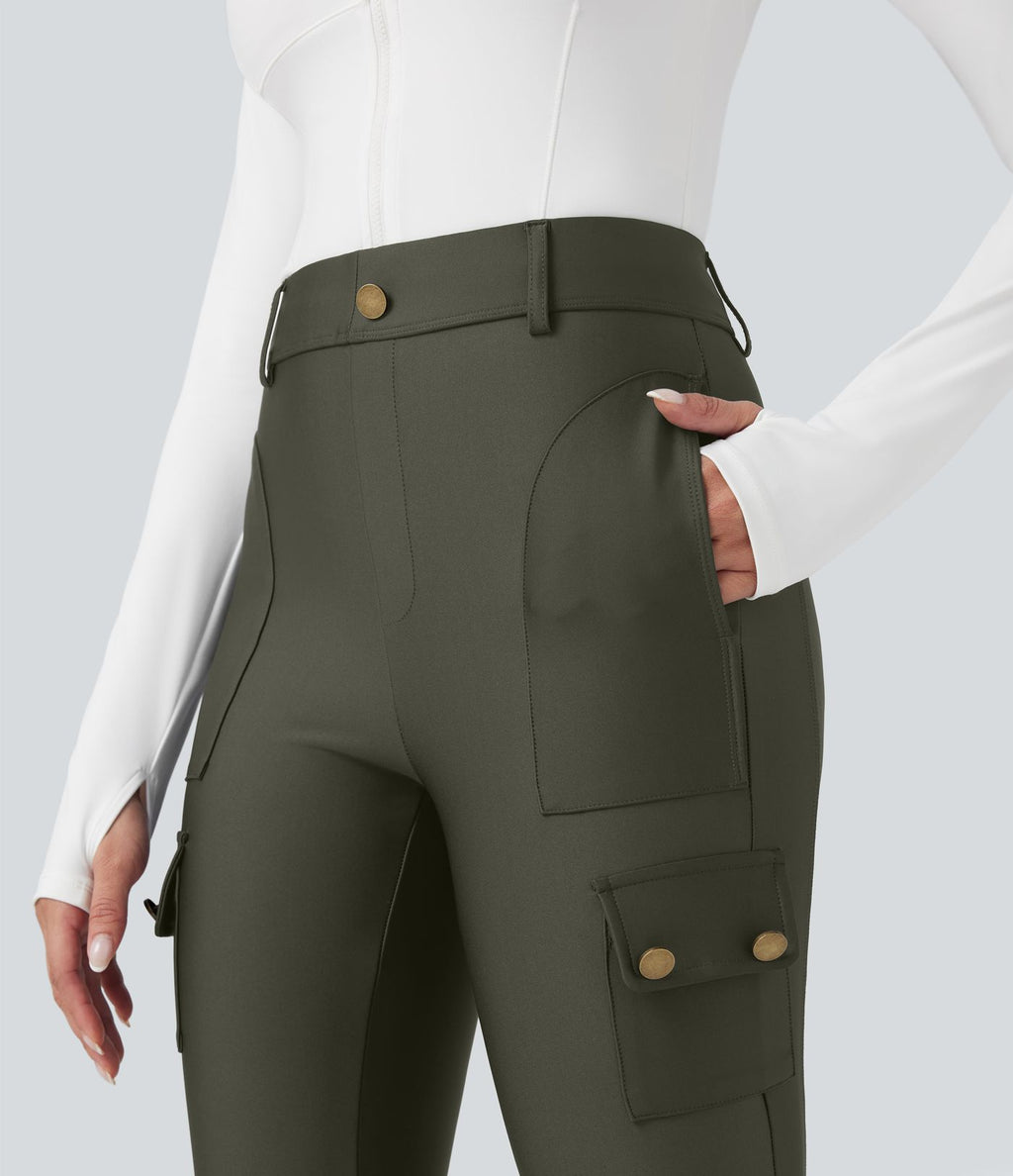 Legging 7/8 brillant taille haute avec poches