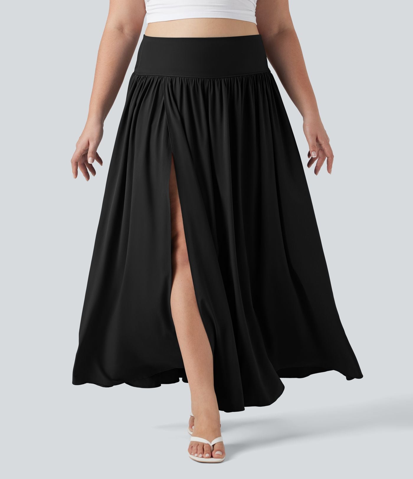 Jupe maxi fluide 2-en-1 gainante taille haute à séchage rapide grande taille Breezeful™