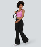 Halara Flex™ - Jean Ultra Evasé Tricot Extensible Lavé Poches Croisées Taille Haute