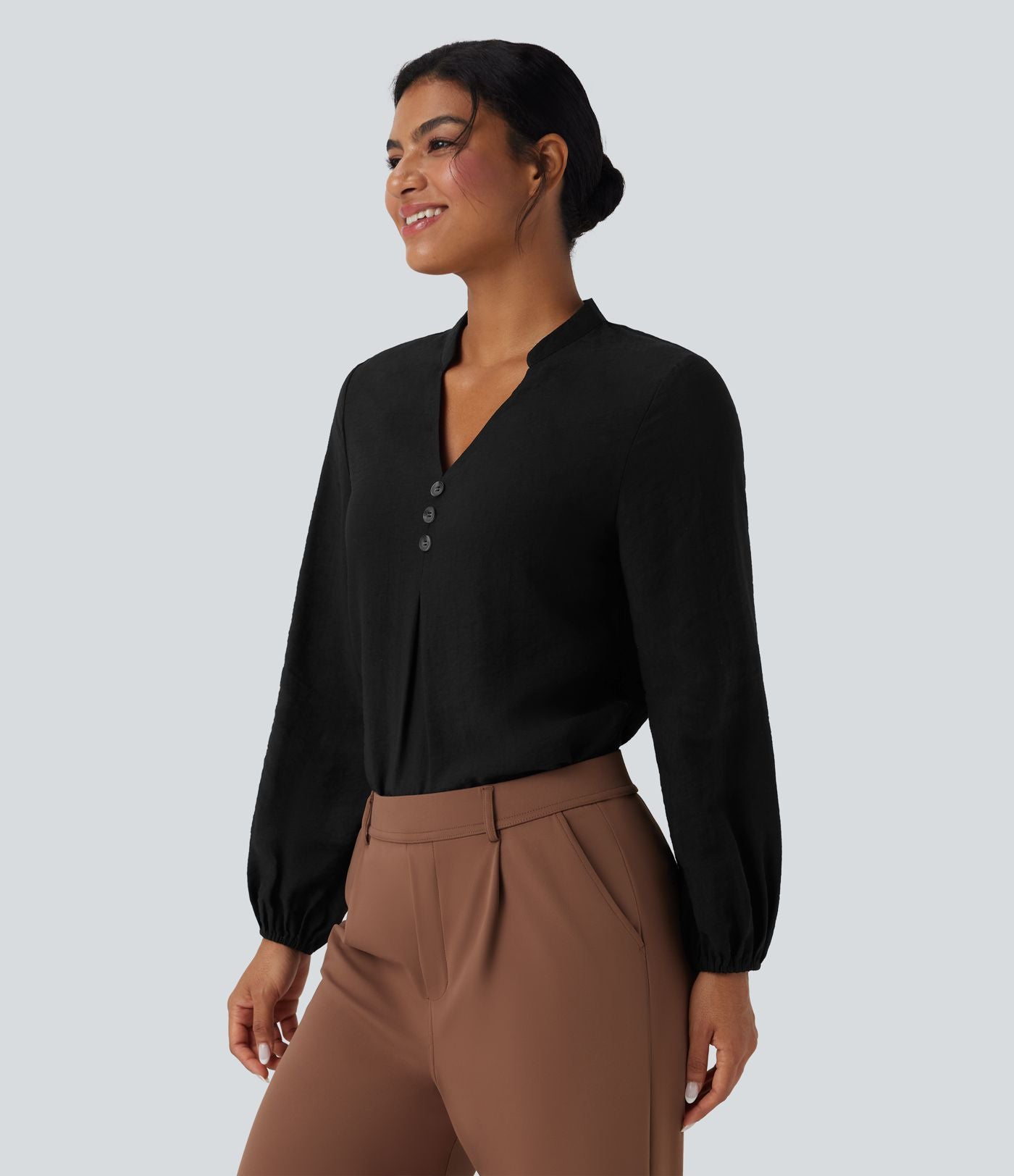 Chemise travail col V manches longues