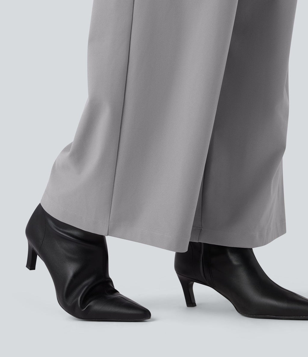 Pantalon tailleur ample taille haute en sergé Halara Flex™ avec poches