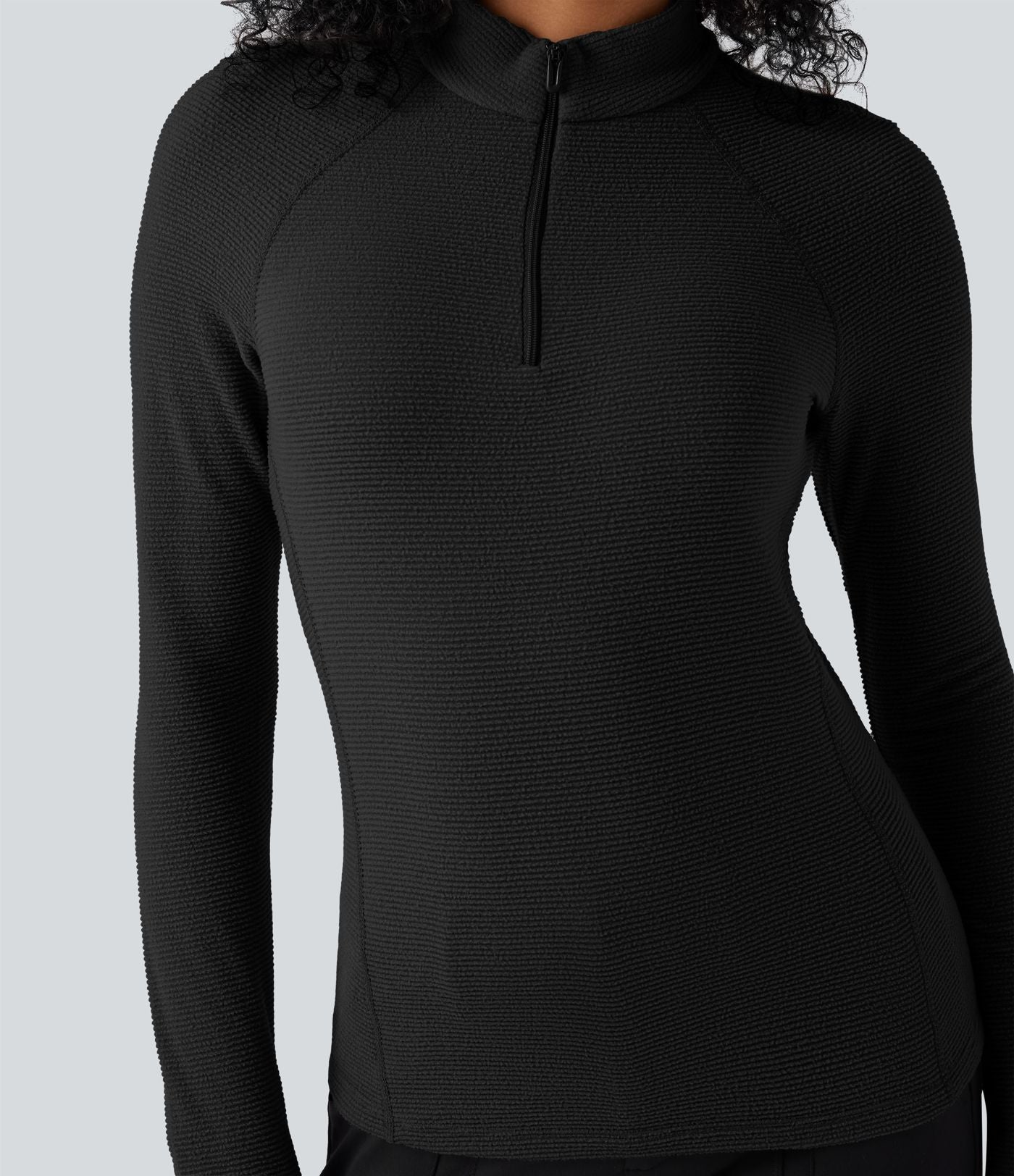 Haut de sport polaire demi-zip pliable à manches longues avec poche