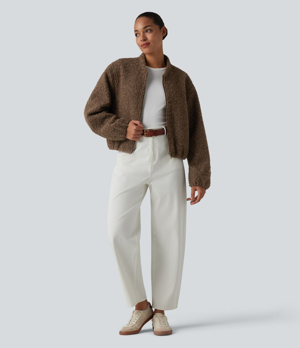 Veste sherpa décontractée zippée avec poches