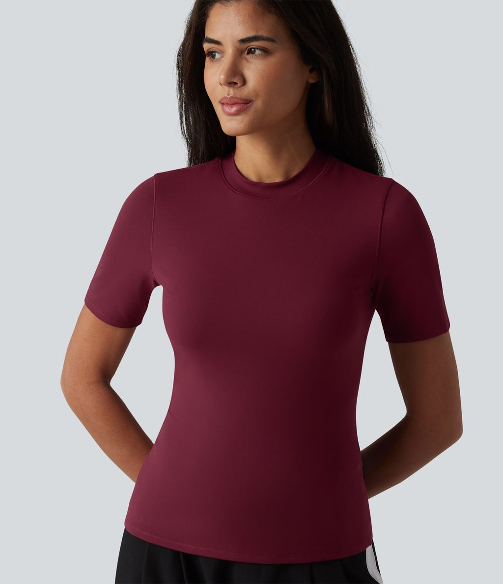T-shirt col rond manches courtes avec brassière intégrée