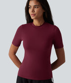T-shirt col rond manches courtes avec brassière intégrée