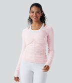 Haut de sport yoga froncé avec finitions ondulées sans couture OneForm Seamless Flow