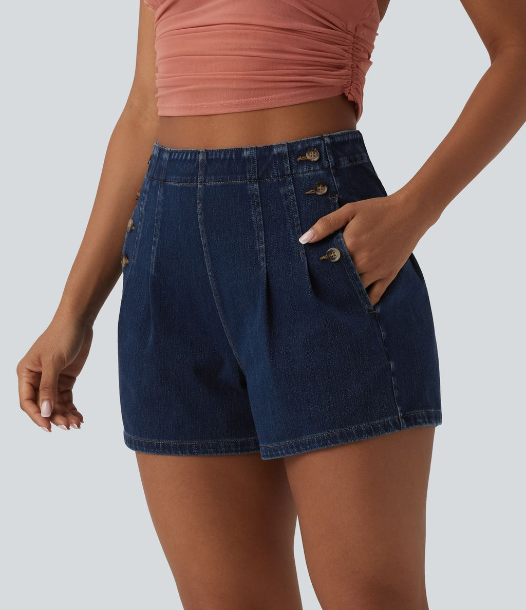 Halara Flex™ Short en denim taille haute 7,5 cm avec poches