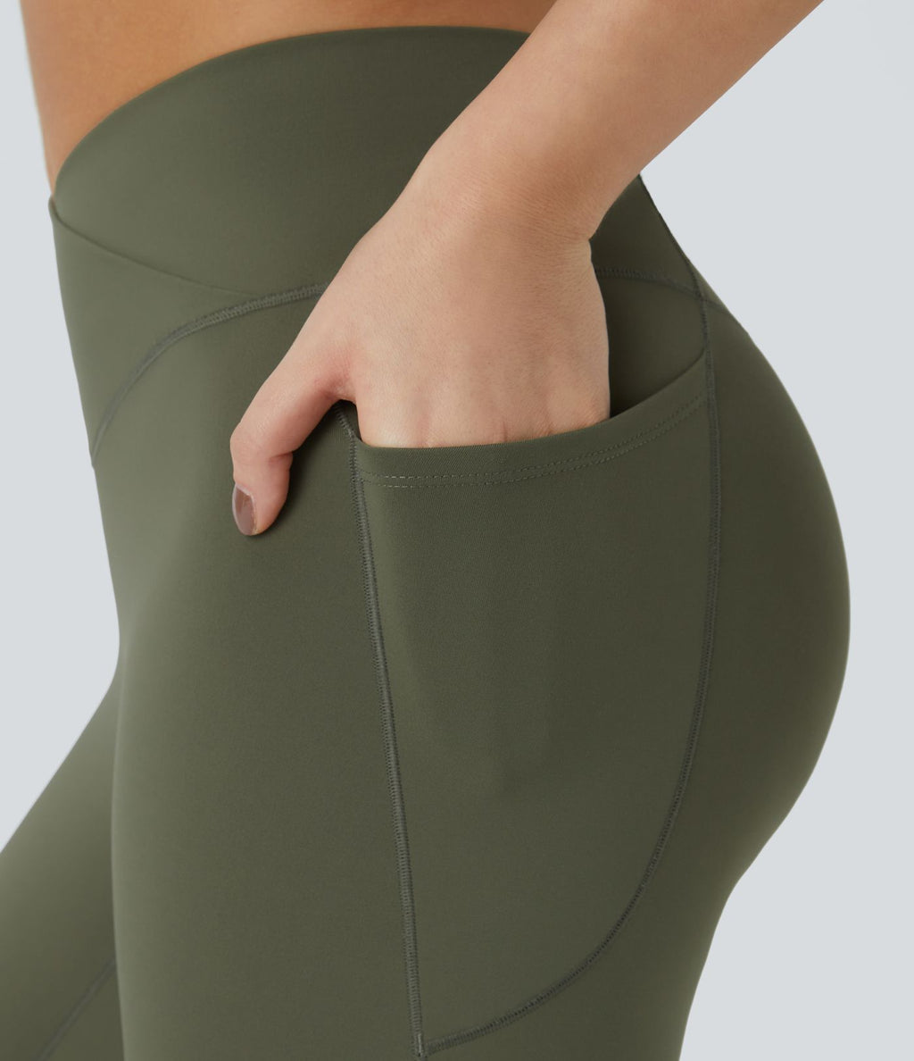 Softlyzero™ Polaire Legging Yoga à Taille Haute Thermique Croisée avec Poches Latérales