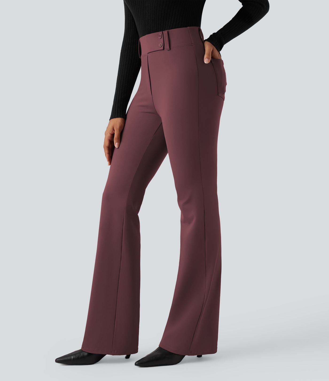 Pantalon tailleur évasé taille haute avec poches Halara Flex™