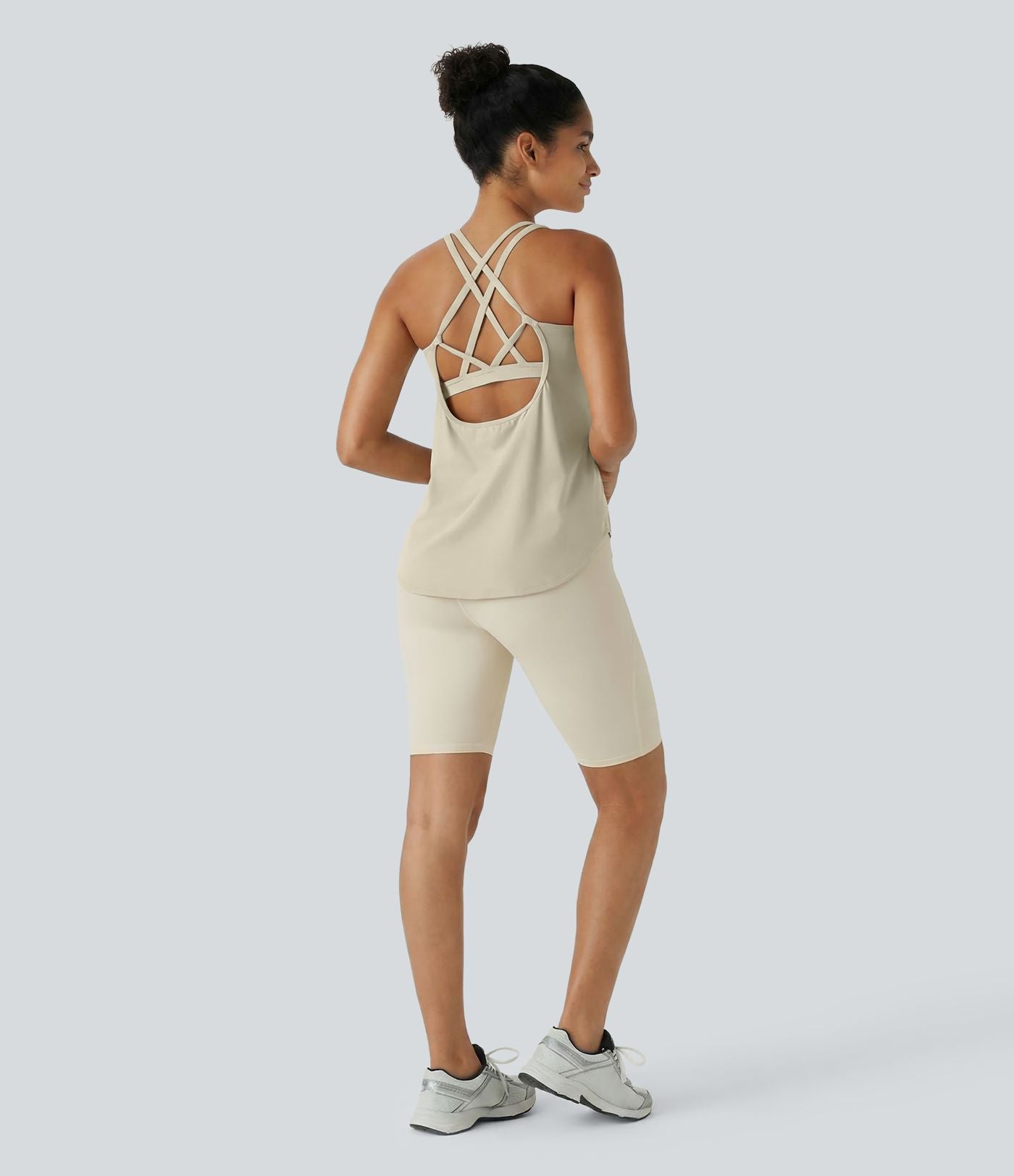 Halara UltraSculpt™ Débardeur De Course à Col en U Dos Nu Ourlet Incurvé Croisé