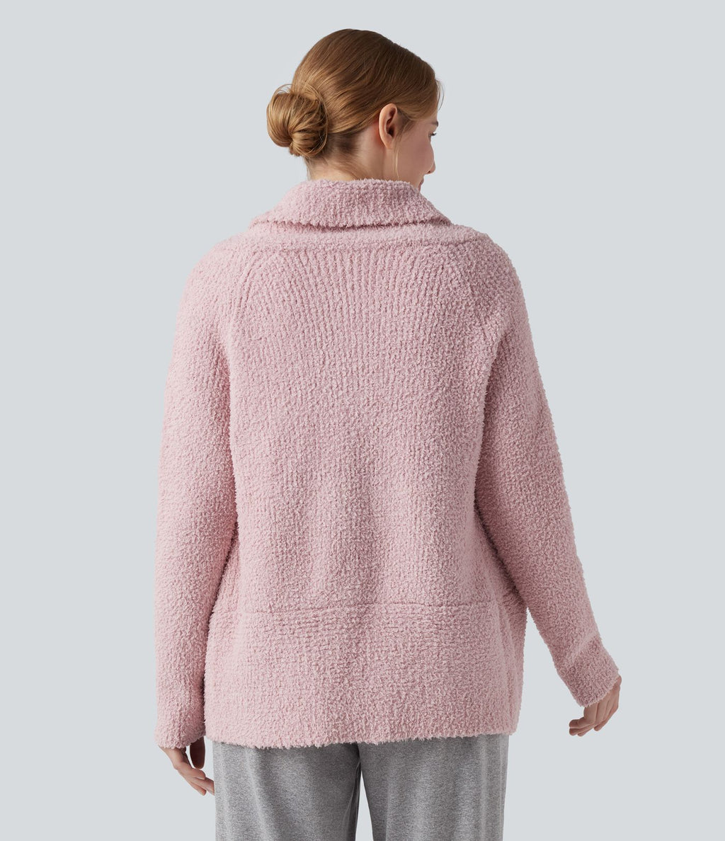 Gilet col châle manches longues raglan