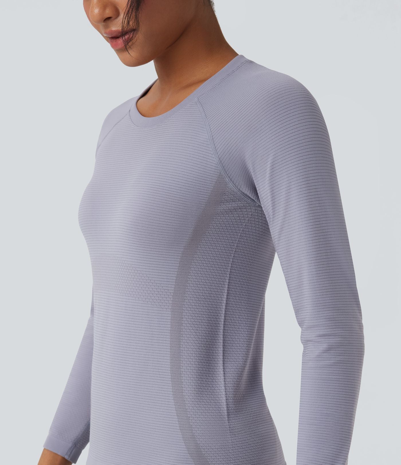 Haut de sport col rond manches raglan longues sans couture OneForm Seamless Flow
